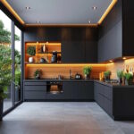 Modern Contemporary L-Shaped Kitchen Design with Granite Countertop