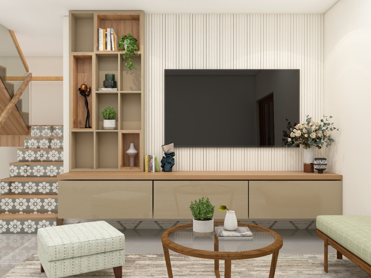 Contemporary TV Unit Design with Membrane Tronco Finish