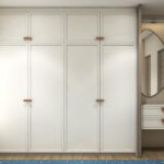 Modern 4-Door Swing Wardrobe with Cream Fluted Laminate Shutters