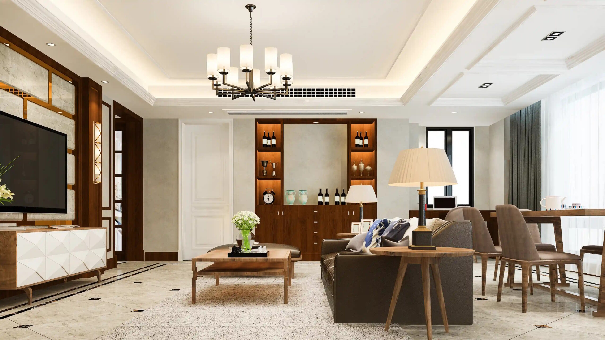 Single-Layered Gypsum Scandinavian False Ceiling Design